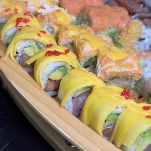 Variety of specialty sushi rolls