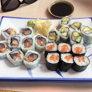 a plate of sushi