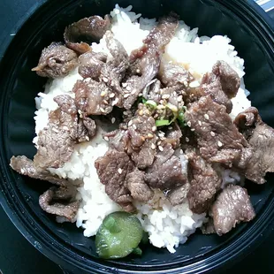 Gyu don: 75% rice, 25% bone dry, overly sweet beef. Never again...  (Small pet peeve: No side salad even though it comes with lunch)