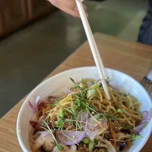 Pancit Canton with Shrimp and Chinese Sausage