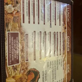 menu