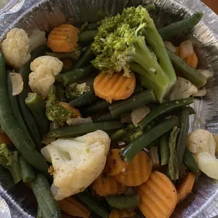 Steamed vegetables- they were seasoned