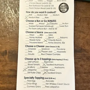 My BYOB Slip for the Chef to Build