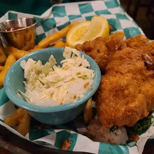 Fish and chips. Know that the fries are battered.... ah not gluten free.