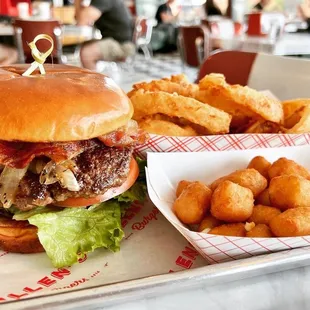 a burger and fries