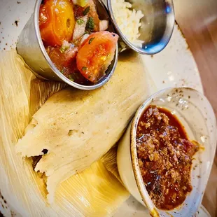 Beef tamale, the best dish of the night. The chilly that comes with it is THE best chilly I have ever had.