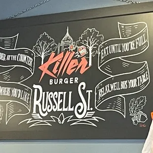 Close up of their sign