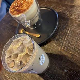 Iced latte and dulce latte