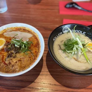 Tokyo (left) and Tonkotsu (right) ramen.