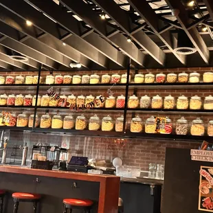 shelves of food and drinks
