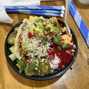 Poke bowl with everything on it