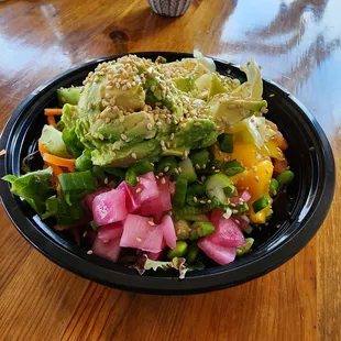 My poke bowl - piled high!  So yummy.