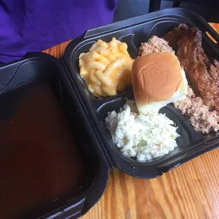 Two Meat Plate - Chicken and Brisket, Mac n Cheese, Cole Slaw