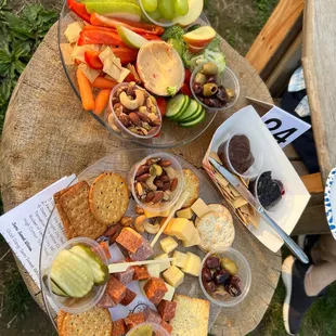 a platter of fruit and snacks