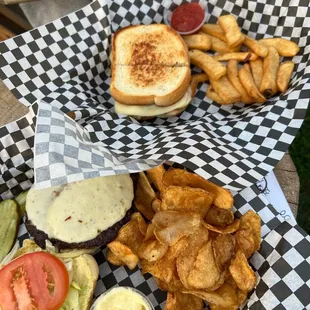 Turkey sandwich and beast burger