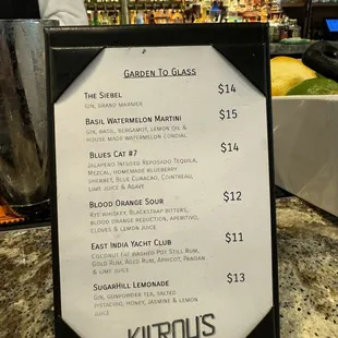 Cocktail Menu