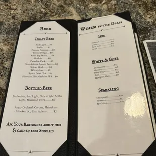 Beer &amp; Wine Menu