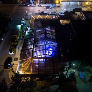 Drone shot of venue during concert