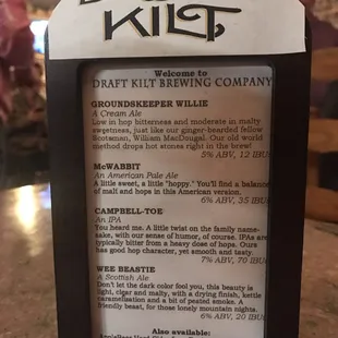 The beer list as of January 2017. More on the way.