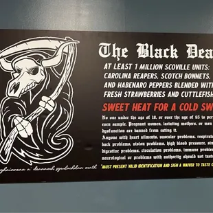 a sign for the black death