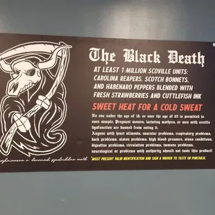 a sign for the black death
