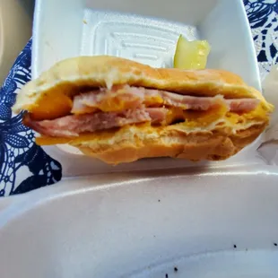 The hot ham and cheese was substantial