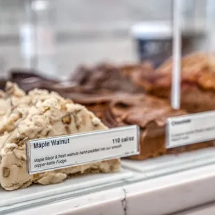 a variety of desserts on display