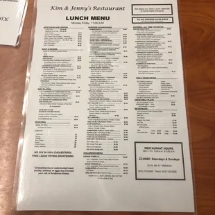 Lunch Menu