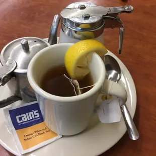 Hot tea on a cold, wet day.