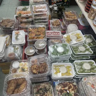 a variety of food in plastic containers