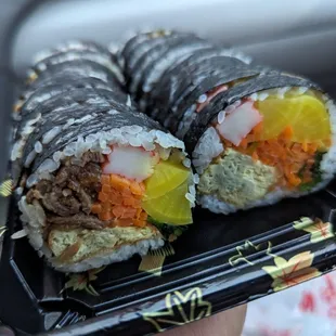 Bulgogi and veggie kimbap