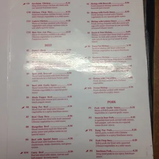 the menu for kim chai