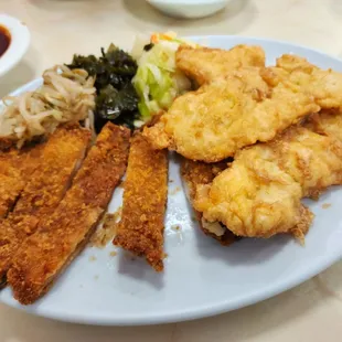 Chicken katsu and fish jun