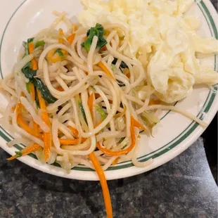 Mac salad and noodles