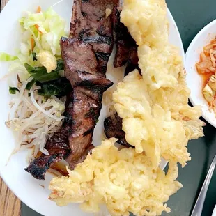 Kalbi. Shrimp tempura!