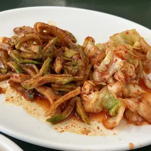 ...to be honest I only know that one of those is cabbage kimchee. The other one I just know that my husband and I fight for it