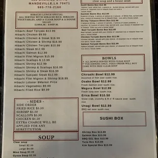 Menu front