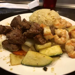 Filet and Shrimp Hibachi Lunch Special.