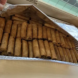 delicious  crispy  fried spring rolls - gluten free, dairy free, &amp; egg free.  Fantastic appetizer for our party