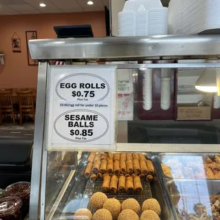 Eggroll and sesame balls pricing