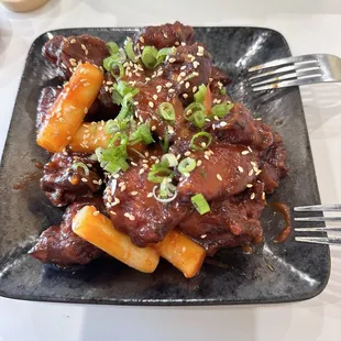 Korean Fried Chicken and Rice Cake