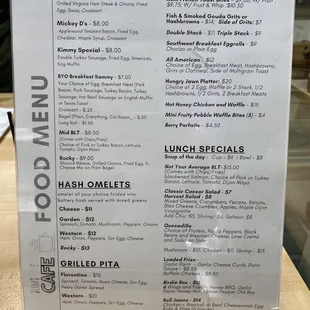 a menu for a restaurant