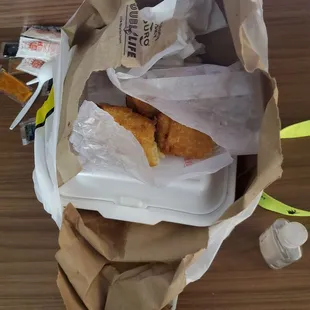 a bag of food on a table