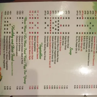 menu