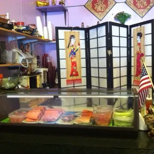 interior, sushi and sashimi