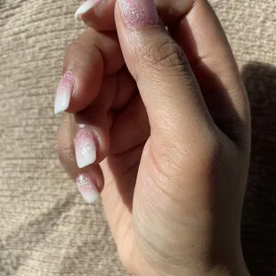 Ombré pink to white tip!
