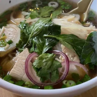 Chicken Pho with beef broth
