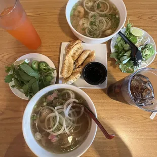 P5. Pho with Steak and Brisket  Pho P12. Pho with Shrimp A2. Fried Dumplings