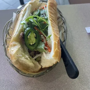 Grilled pork Banh mi - ok amount of meat and bread is not hard (which is a good thing)