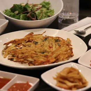 Korean pancake and sides